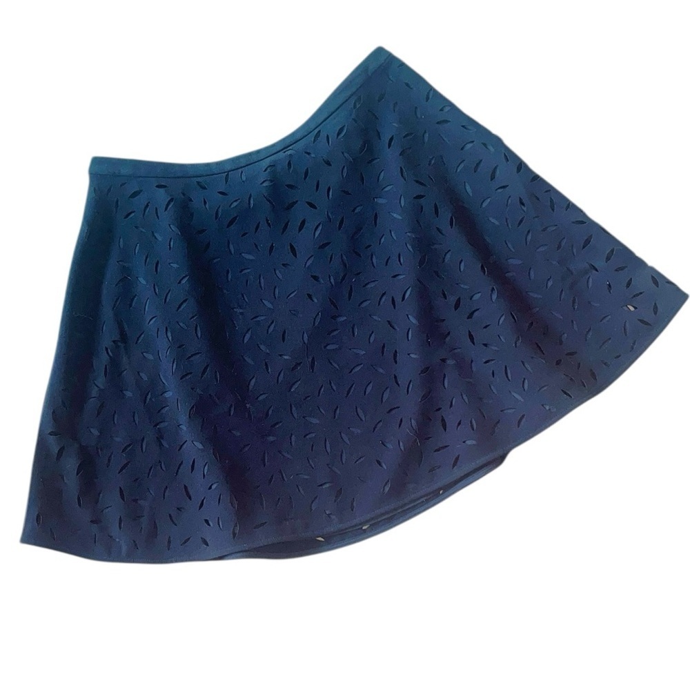 Banana Republic Navy Laser-cut Circle A-line Skirt Size 10 - Picture 2 of 7